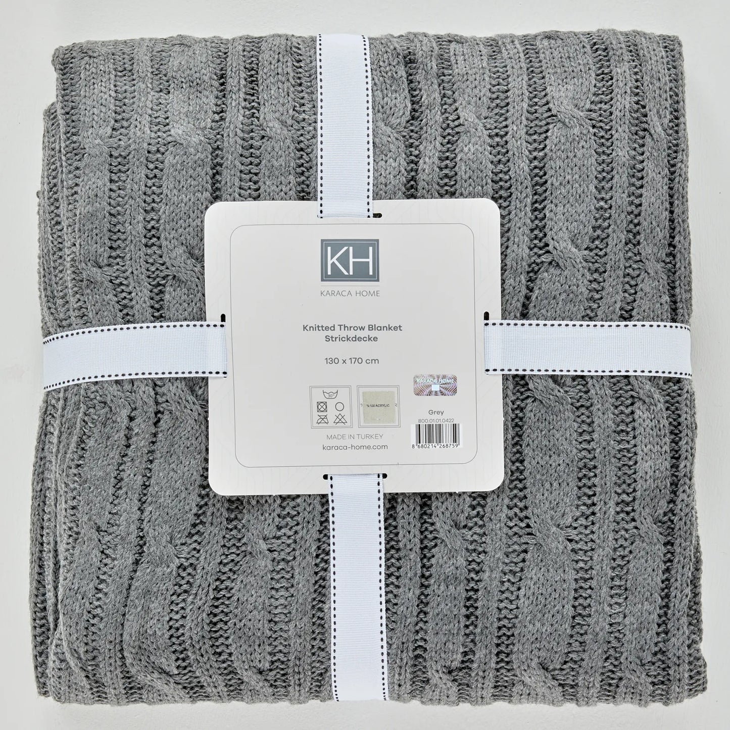 Karaca Home Grey Cable Knit Throw