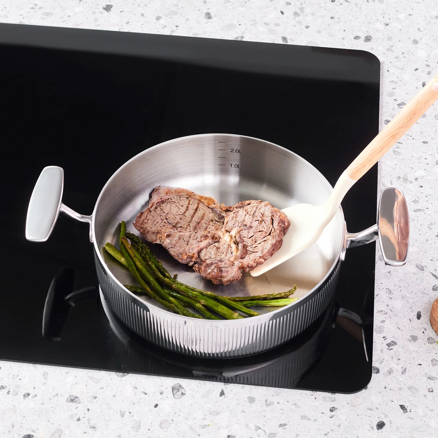 Karaca 3 Ply Rimova Glass Lid 8 Teilig Kochgeschirr Set