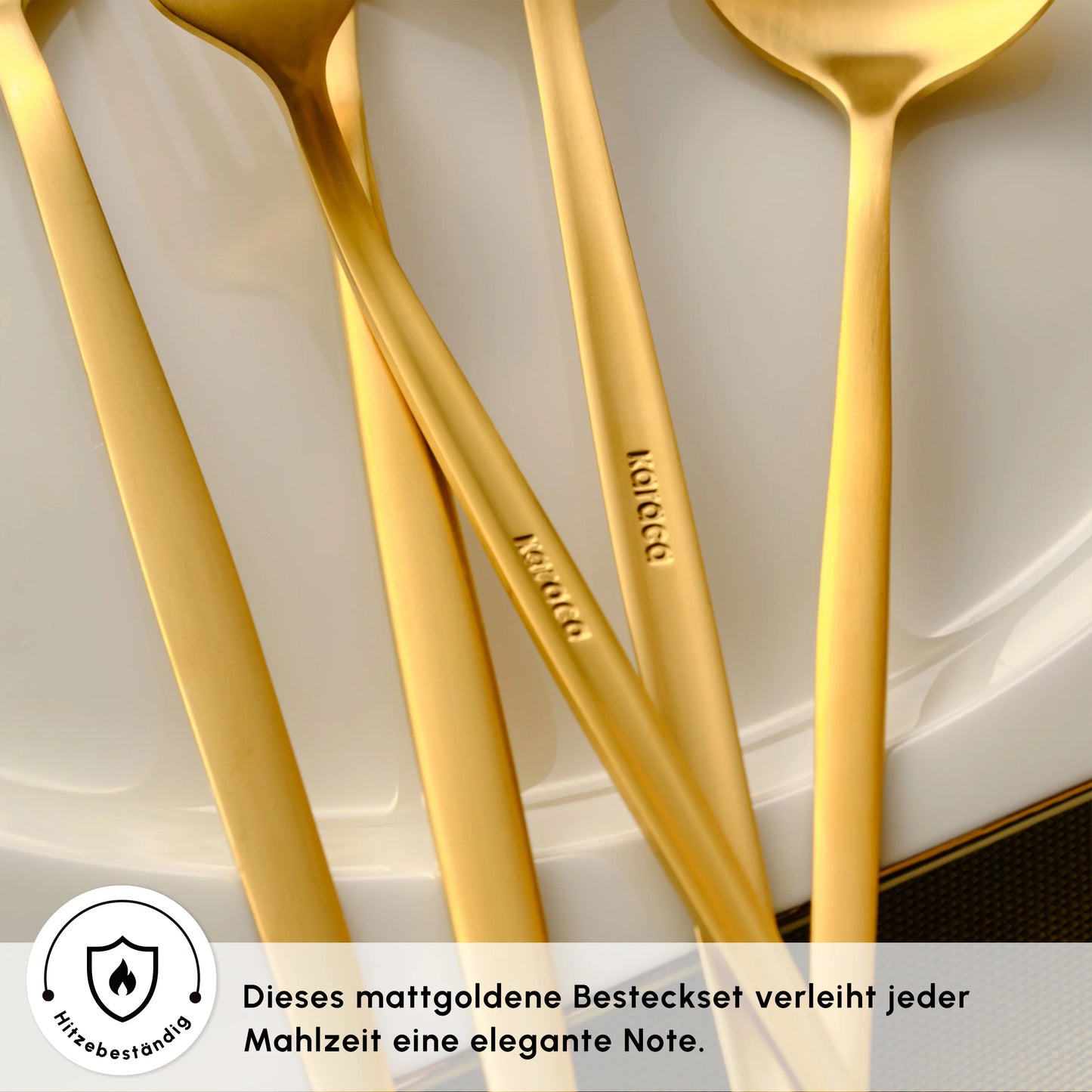 Karaca Orion Mattgold 30-teiliges Besteckset für 6 Personen, gold