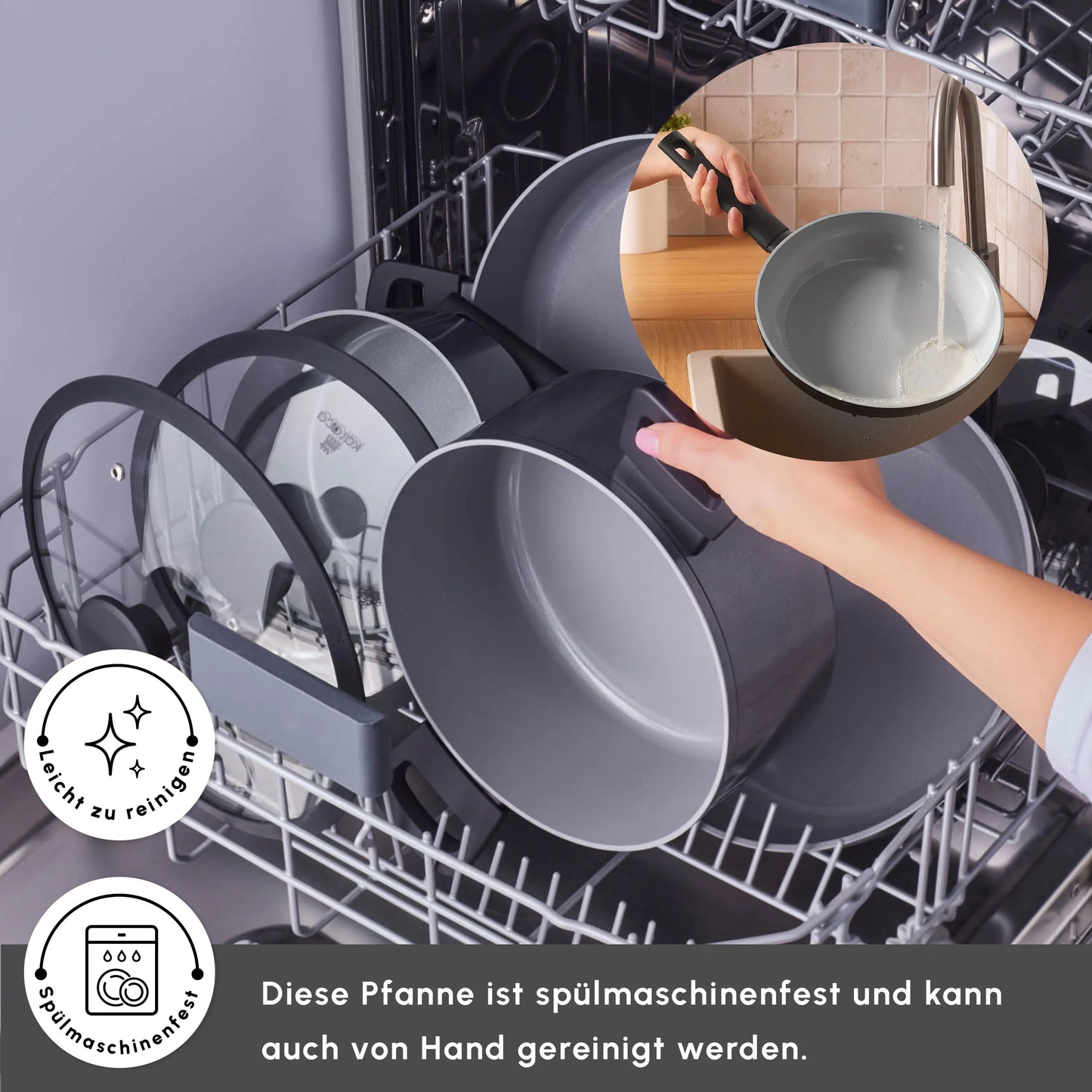 Karaca Ceramica Iconic Grau, 7-teiliges Kochgeschirr-Set, Induktion, Grau