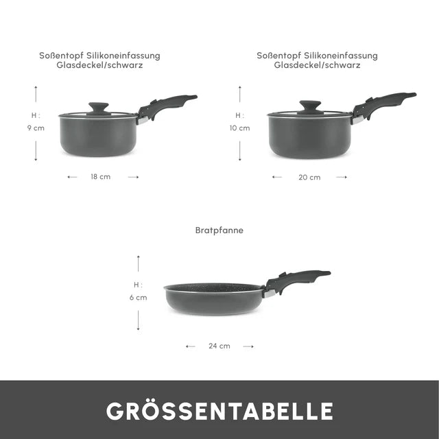 Karaca Comfort 6-teiliges Kochgeschirr-Set mit abnehmbaren Griffen