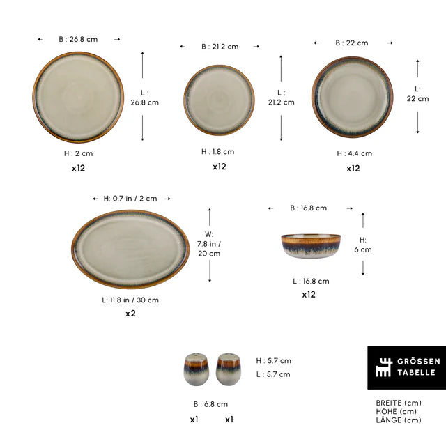 Karaca Earth Collection Earthy Reactive Geschirrset für 12-Personen, 52tlg