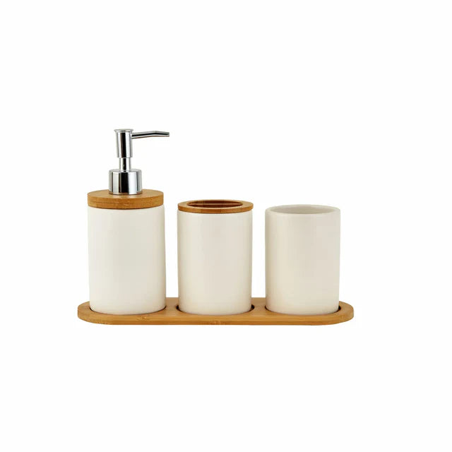 Karaca Home Nature Badezimmerset Dolomit Weiß, 3-teilig