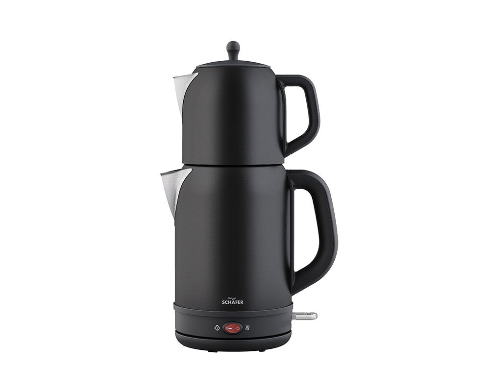 Schäfer 2 in 1 Teekocher 1,7+1 Liter Schwarz matt