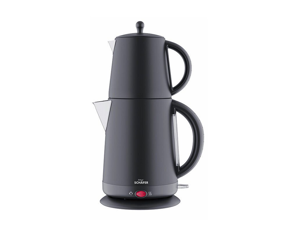 Schäfer 2 in 1 Teekocher 1,7+1 Liter Schwarz matt