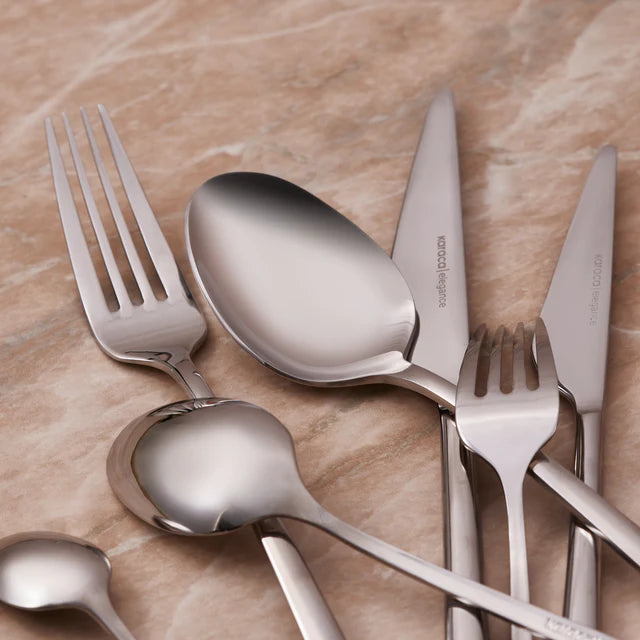 Karaca Serena 84-teilige Edelstahlbesteckset für 12 Personen, Silber