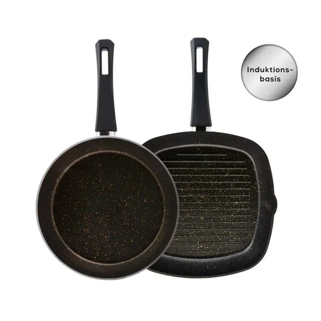 Karaca Biogranit Induktion Pfannen-Set, Schwarz/ Gold, 2tlg