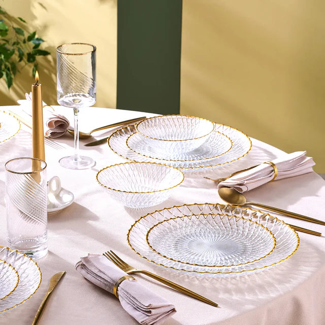 Karaca Zelazo Geschirrset Gold Rim für 6 Personen , 18 Teilig