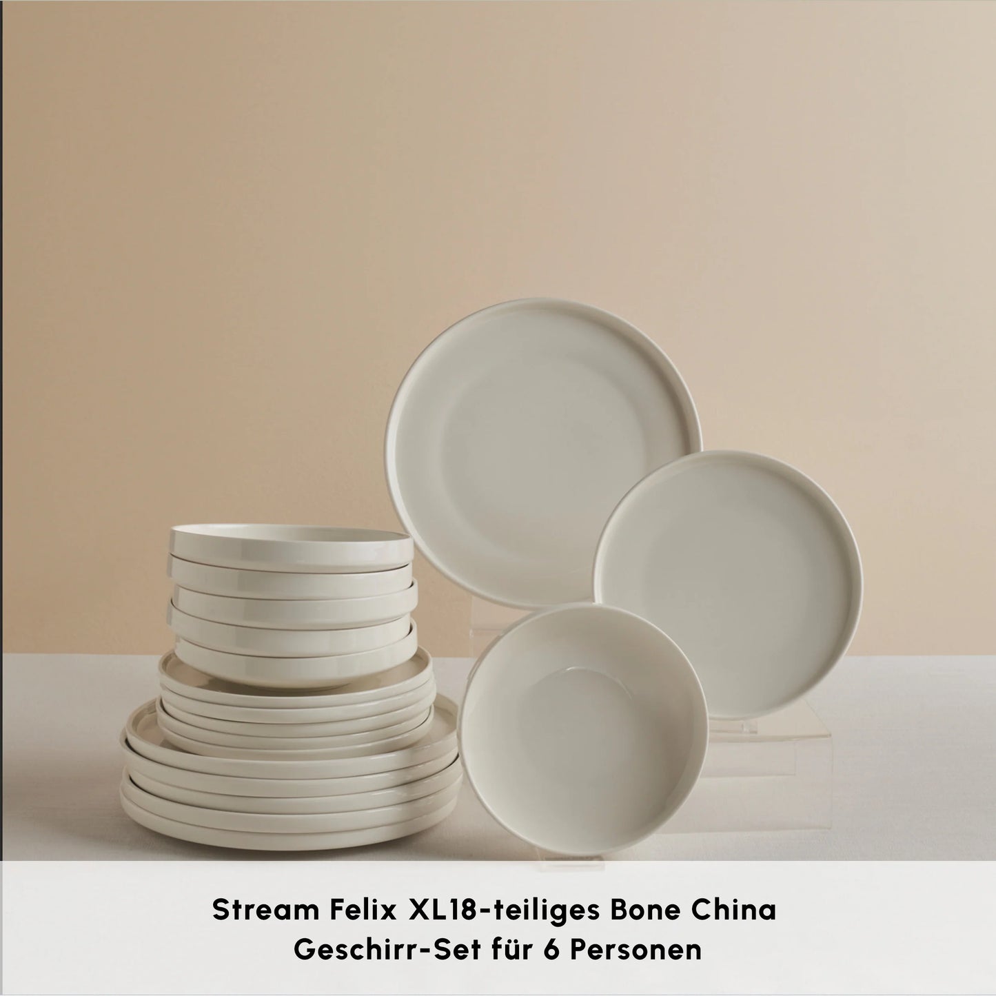 Karaca Stream Bone Felix XL Tafelservice 18-teilig für 6 Personen