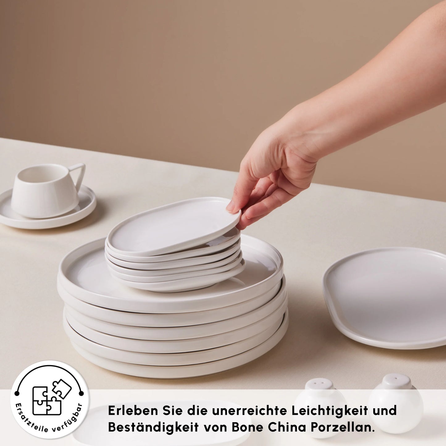 Karaca Stream Bone Meridian 34-teiliges Frühstücksset für 6 Personen – Weiß