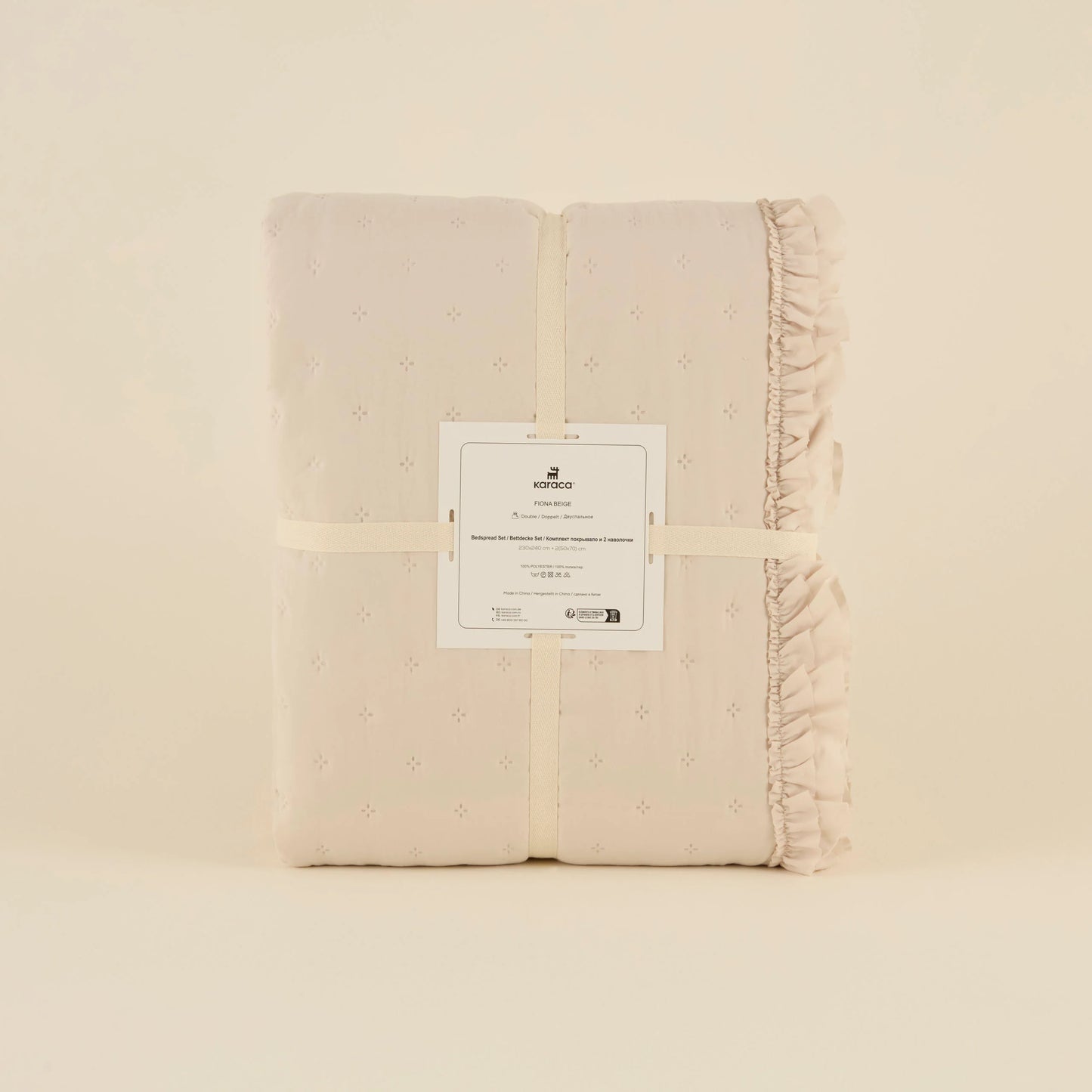 Fiona Bettüberwurf-Set Beige 230x240 Cm + 2 (50x70 Cm)