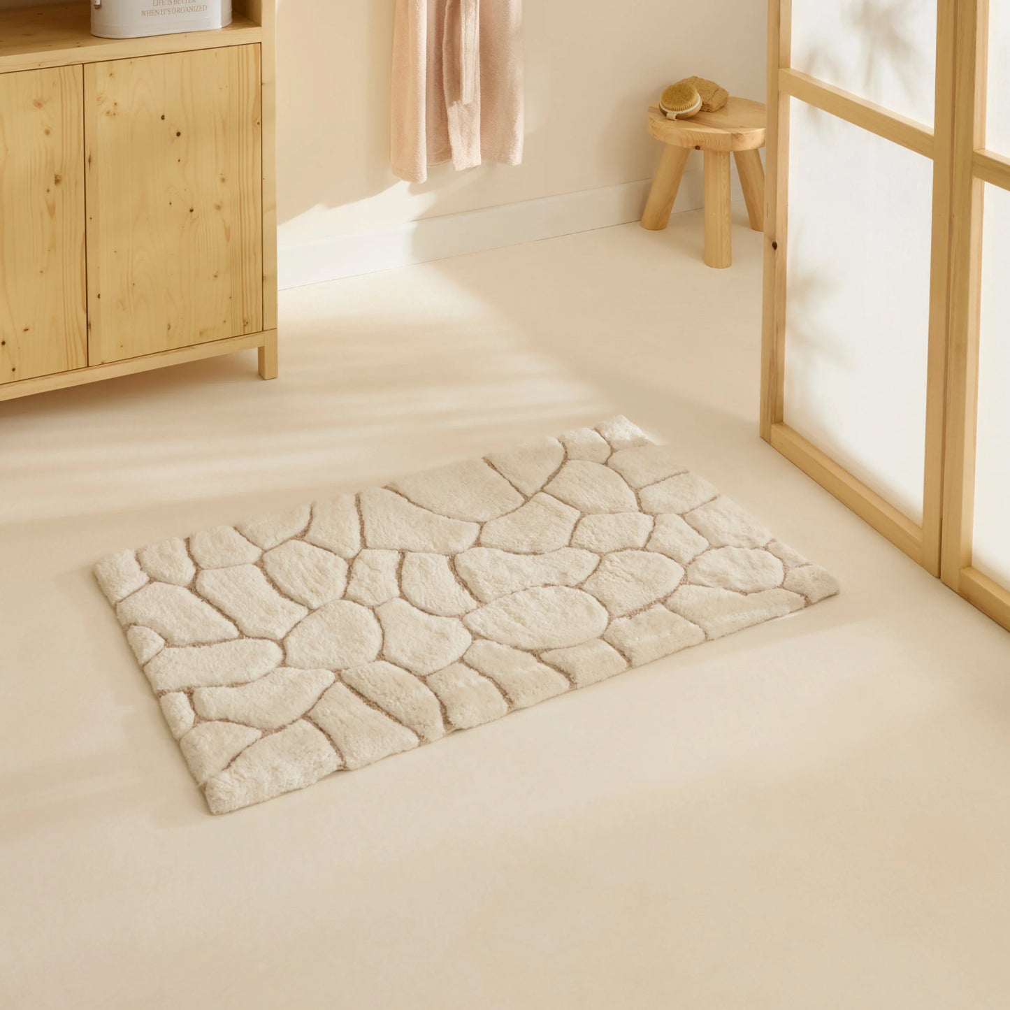 Karaca Stone Badematte, 60x100cm, Offwhite