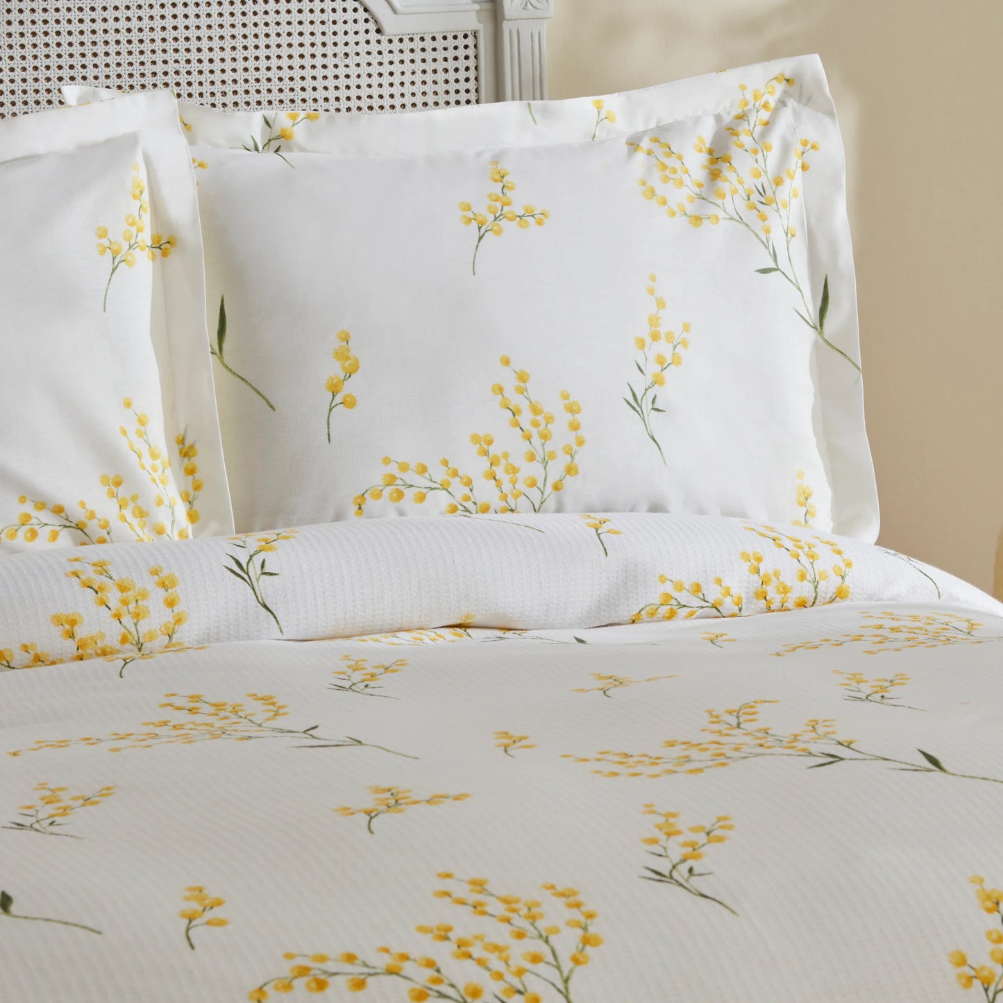 Karaca Loretta 100% Baumwolle Doppelbett-Piké-Set, Gelb