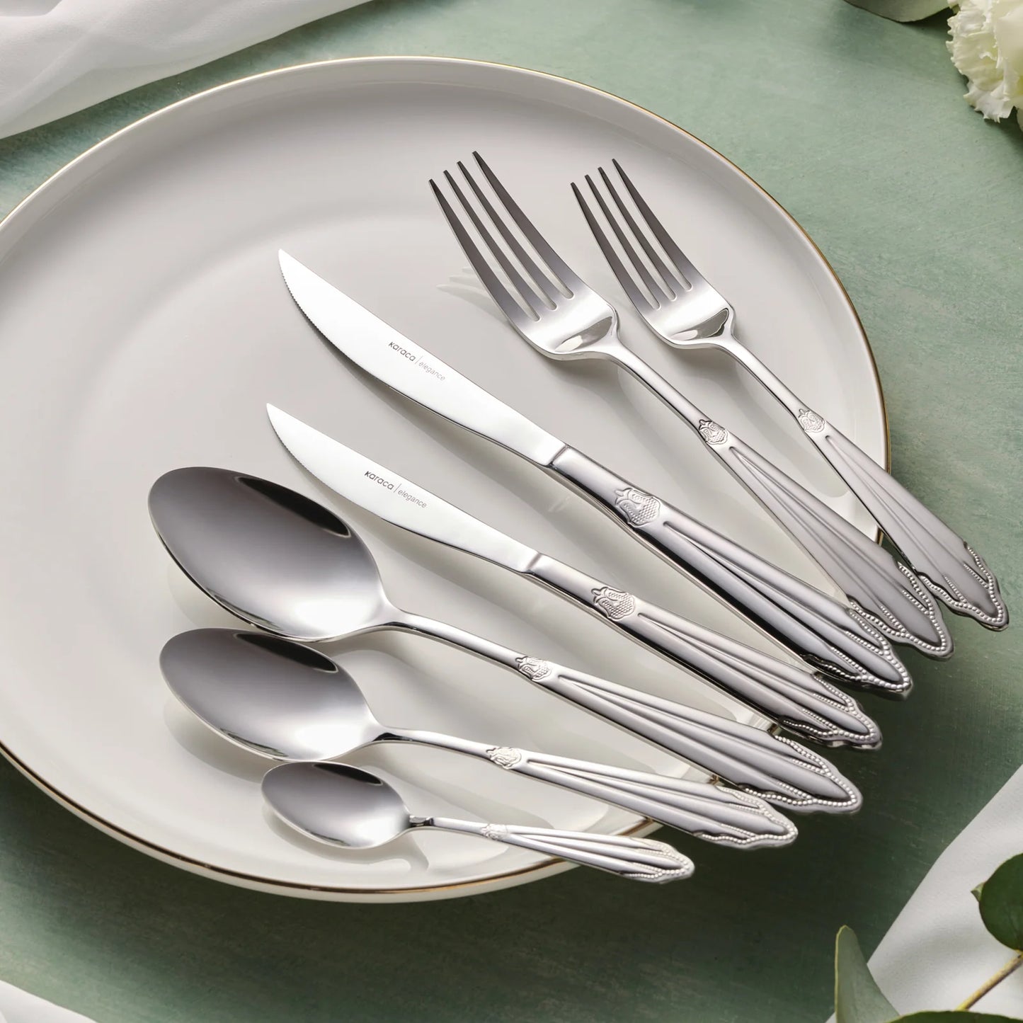 Karaca 316+ Mantilla für 12 Personen Elegance Besteckset, 84 Teilig