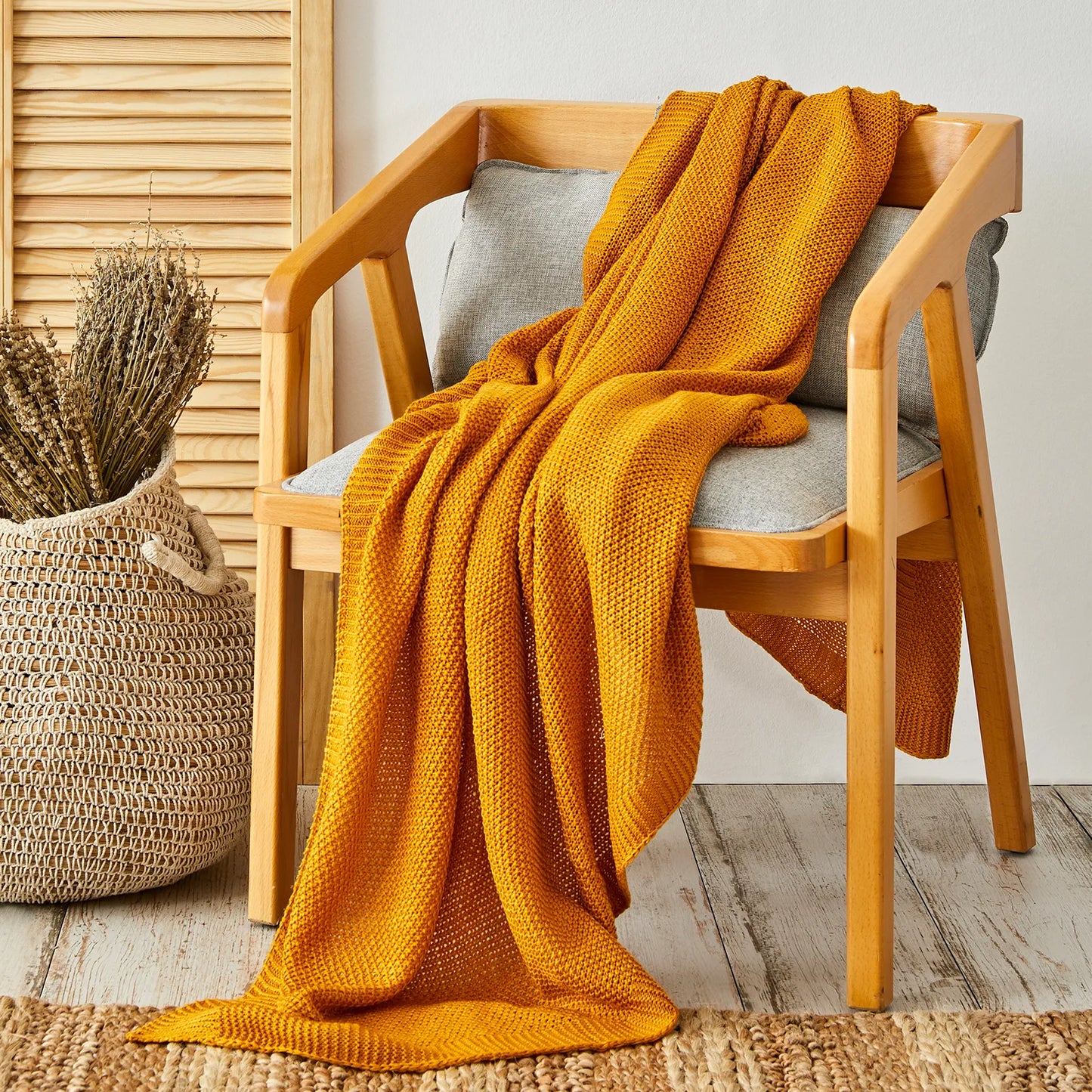 Karaca Home Ocker Strickdecke