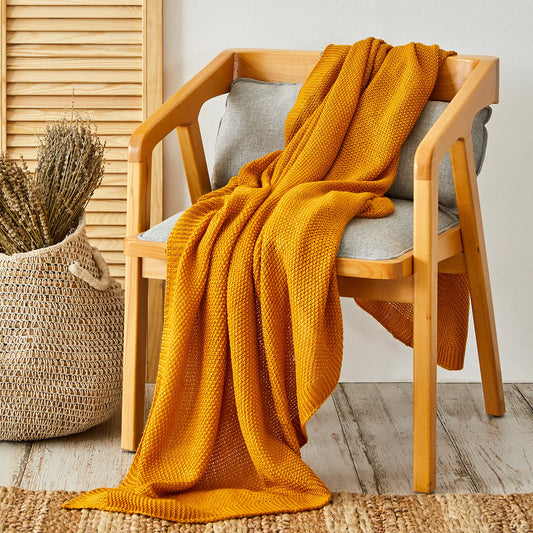 Karaca Home Ocker Strickdecke