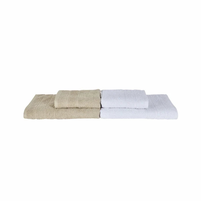Karaca Home Vinos 4-teiliges Gesicht/Badehandtuch Hamam Set Beige