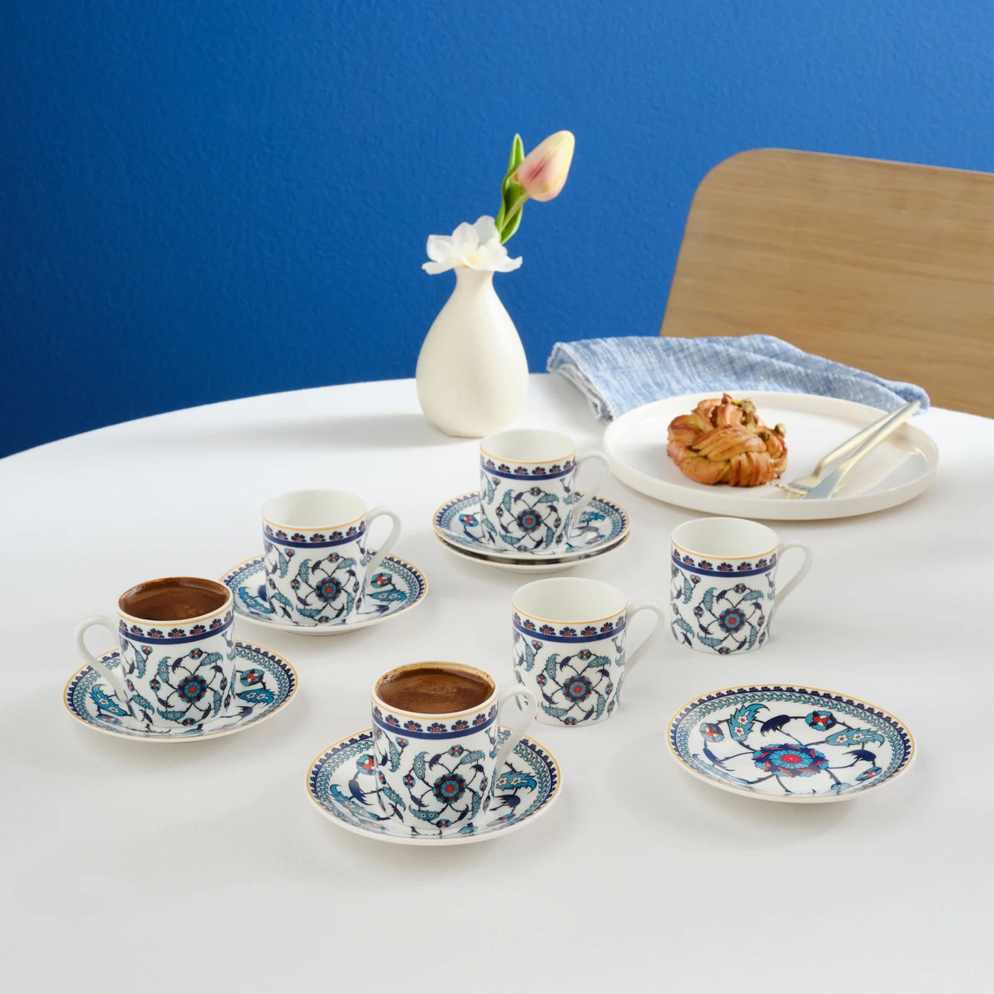 Karaca Rumi Kaffeetassenset für 6 Personen, 80 ml