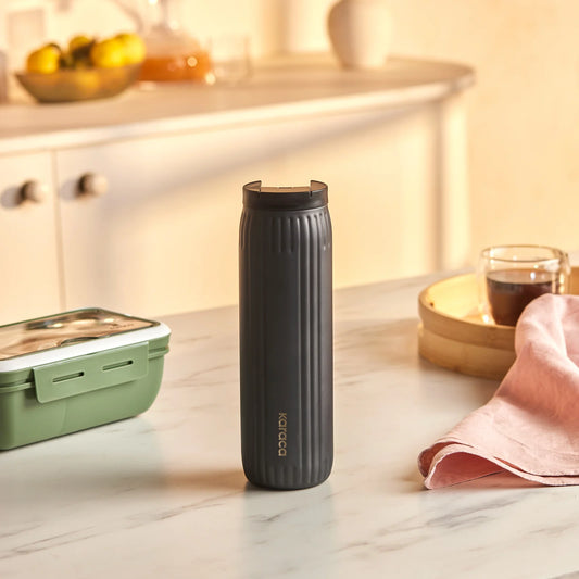 Karaca Rimo Auslaufsicherer Edelstahl-Thermos 600 ml, Anthrazit