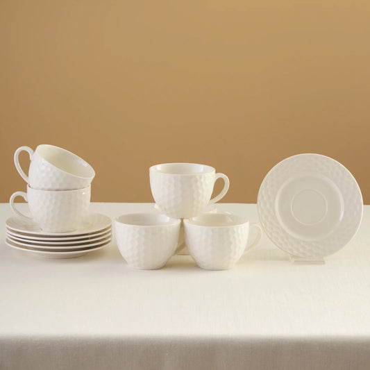 Karaca Nora Embossed Teetassen-Set für 6 Personen, 220 ml