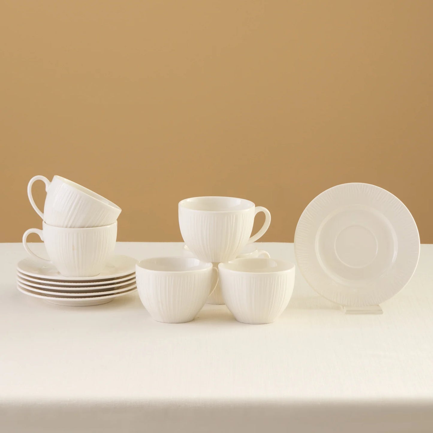 Karaca Anna Embossed Teetassen-Set für 6 Personen, 220 ml