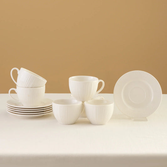 Karaca Anna Embossed Teetassen-Set für 6 Personen, 220 ml