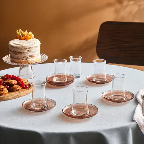 Karaca Juliet Mocha Mousse 12-teiliges Teegläser-Set für 6 Personen, 170 ml