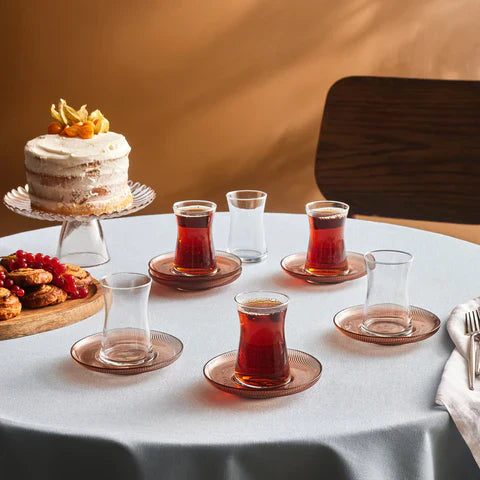 Karaca Juliet Mocha Mousse 12-teiliges Teegläser-Set für 6 Personen, 170 ml