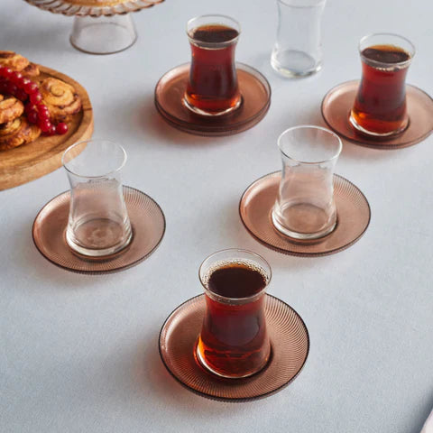 Karaca Juliet Mocha Mousse 12-teiliges Teegläser-Set für 6 Personen, 170 ml
