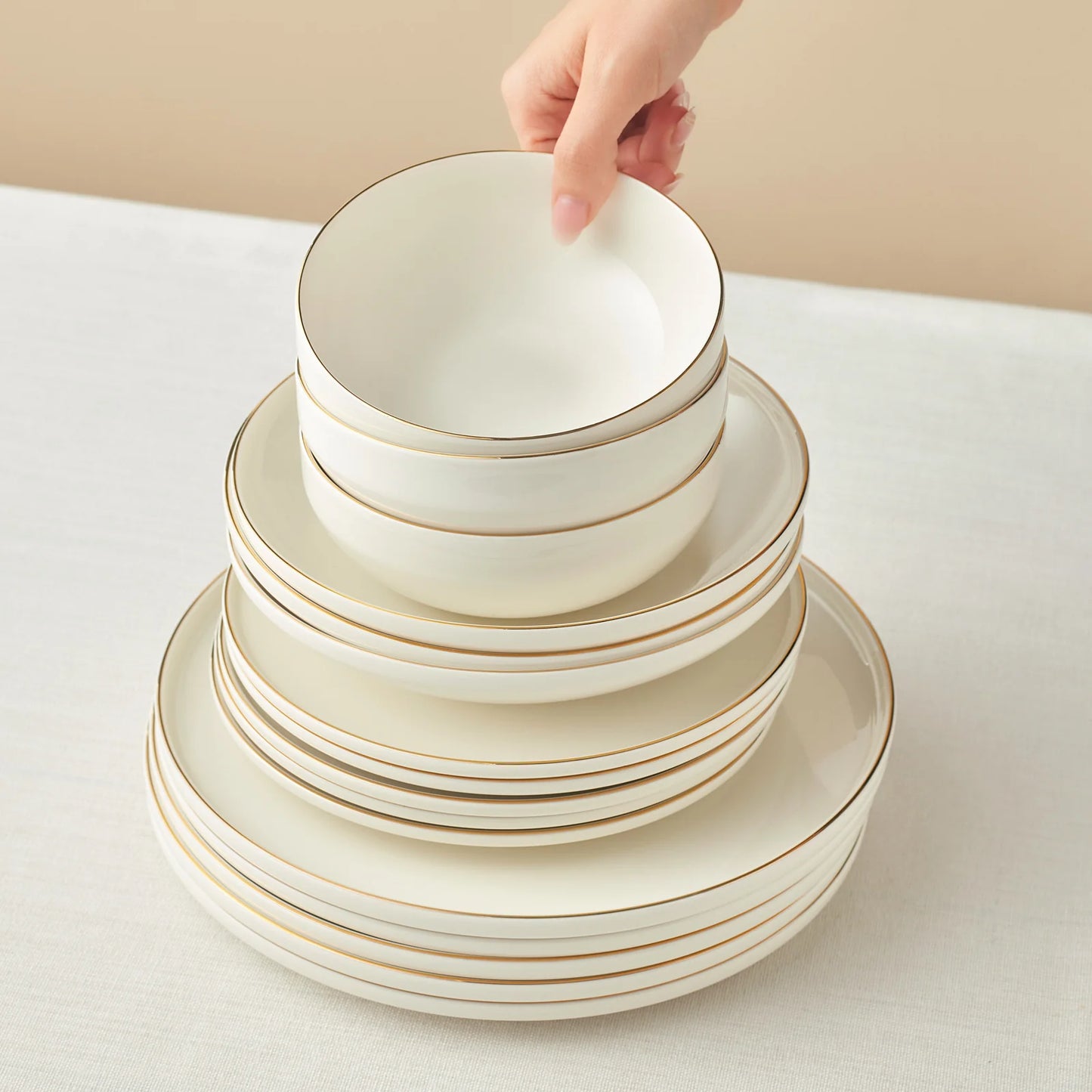 Karaca Stream Bone Meridian Geschirrset, 24-teilig, Gold