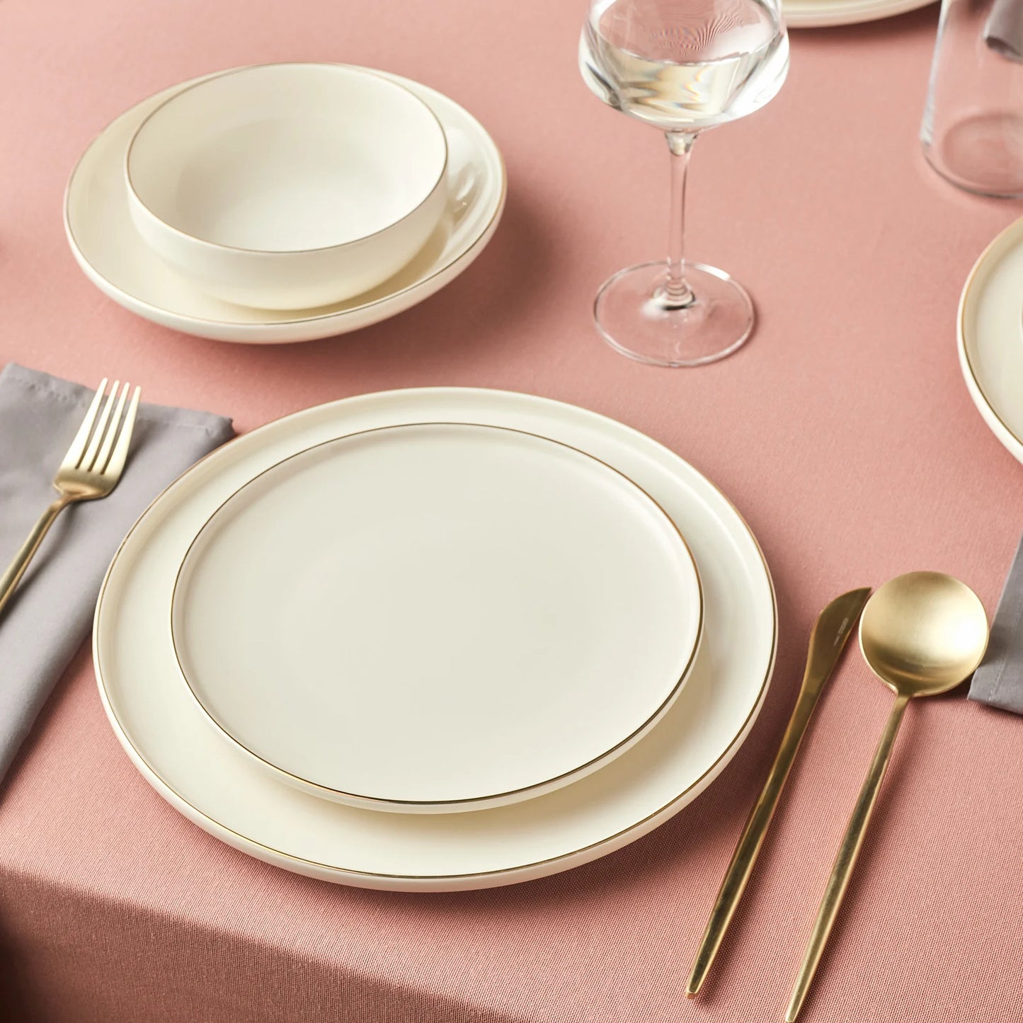 Karaca Stream Bone Meridian Geschirrset, 24-teilig, Gold