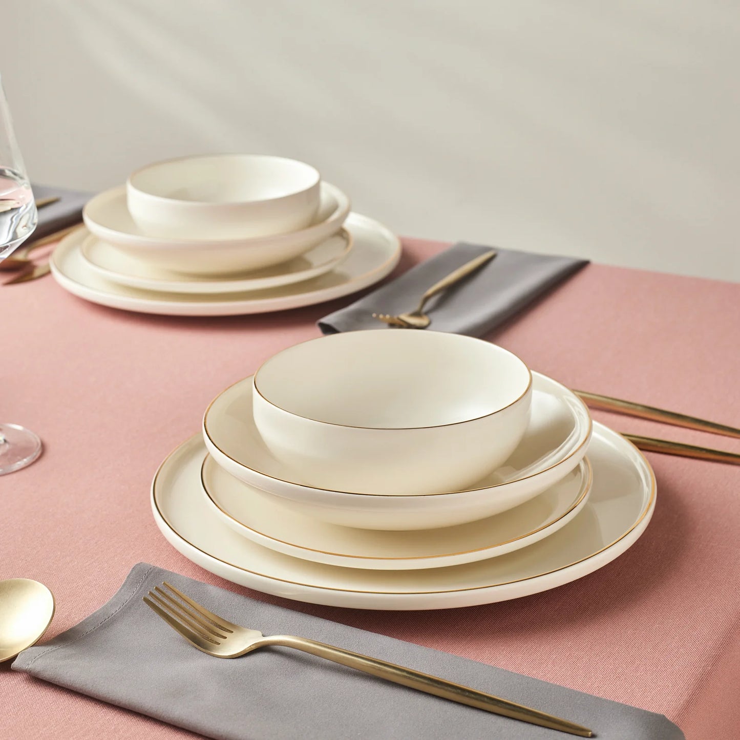 Karaca Stream Bone Meridian Geschirrset, 24-teilig, Gold