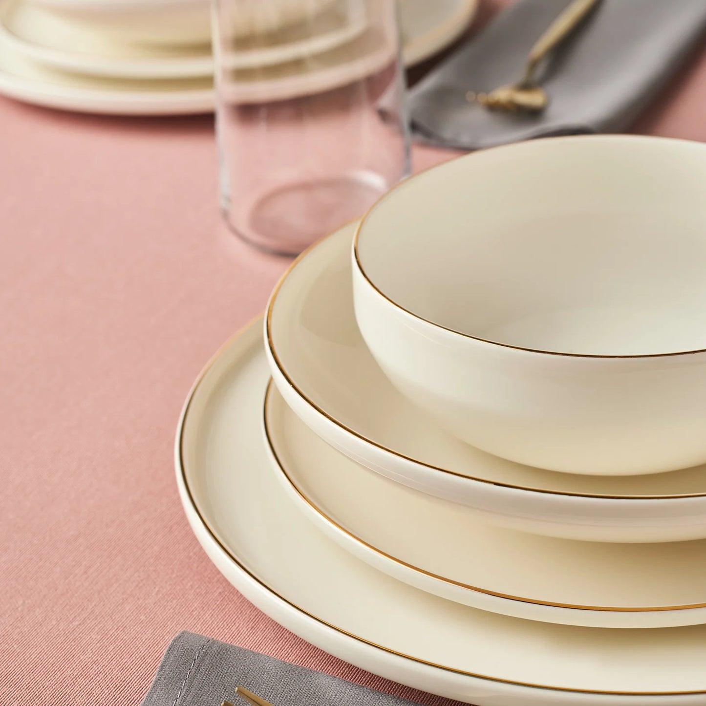 Karaca Stream Bone Meridian Geschirrset, 24-teilig, Gold
