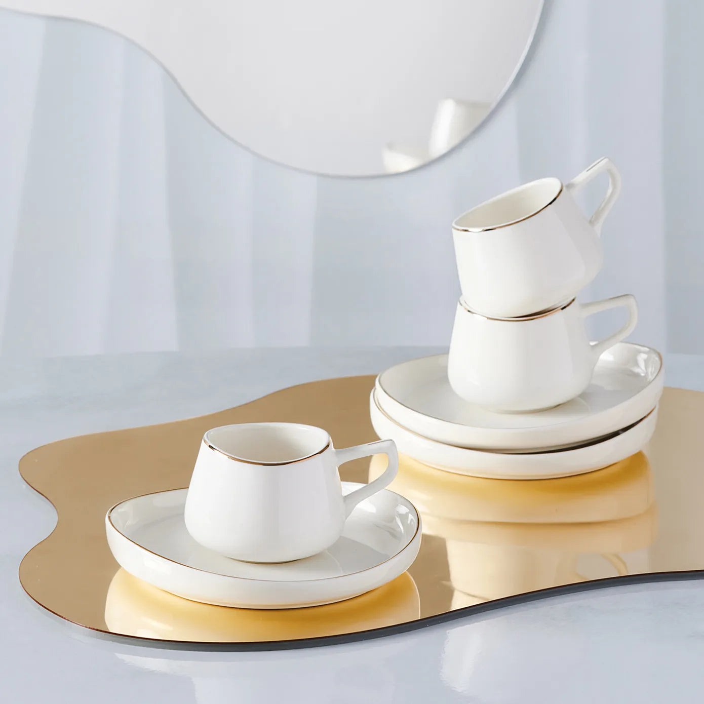 Karaca Hole Porzellan Mokkatassen Set für 6 Personen 90ml