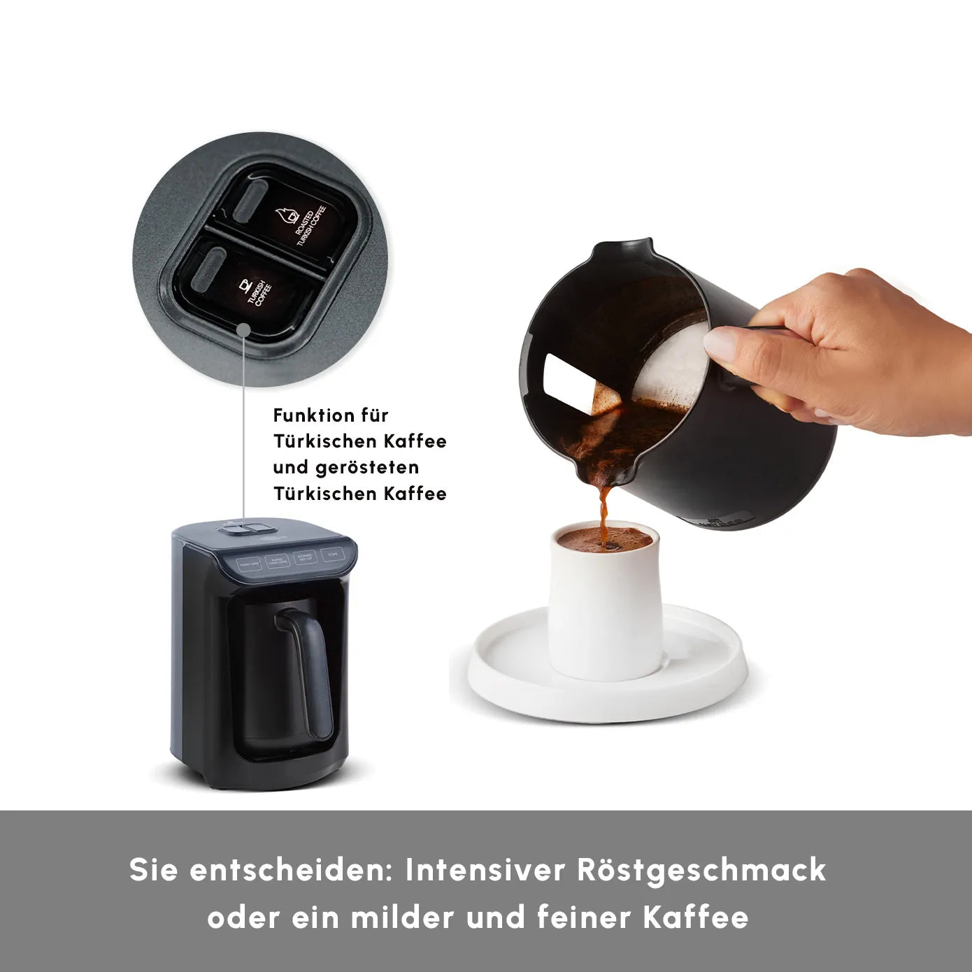 Karaca Hatır Kaffeemaschine mit Röstfunktion Anthrazit, 535W