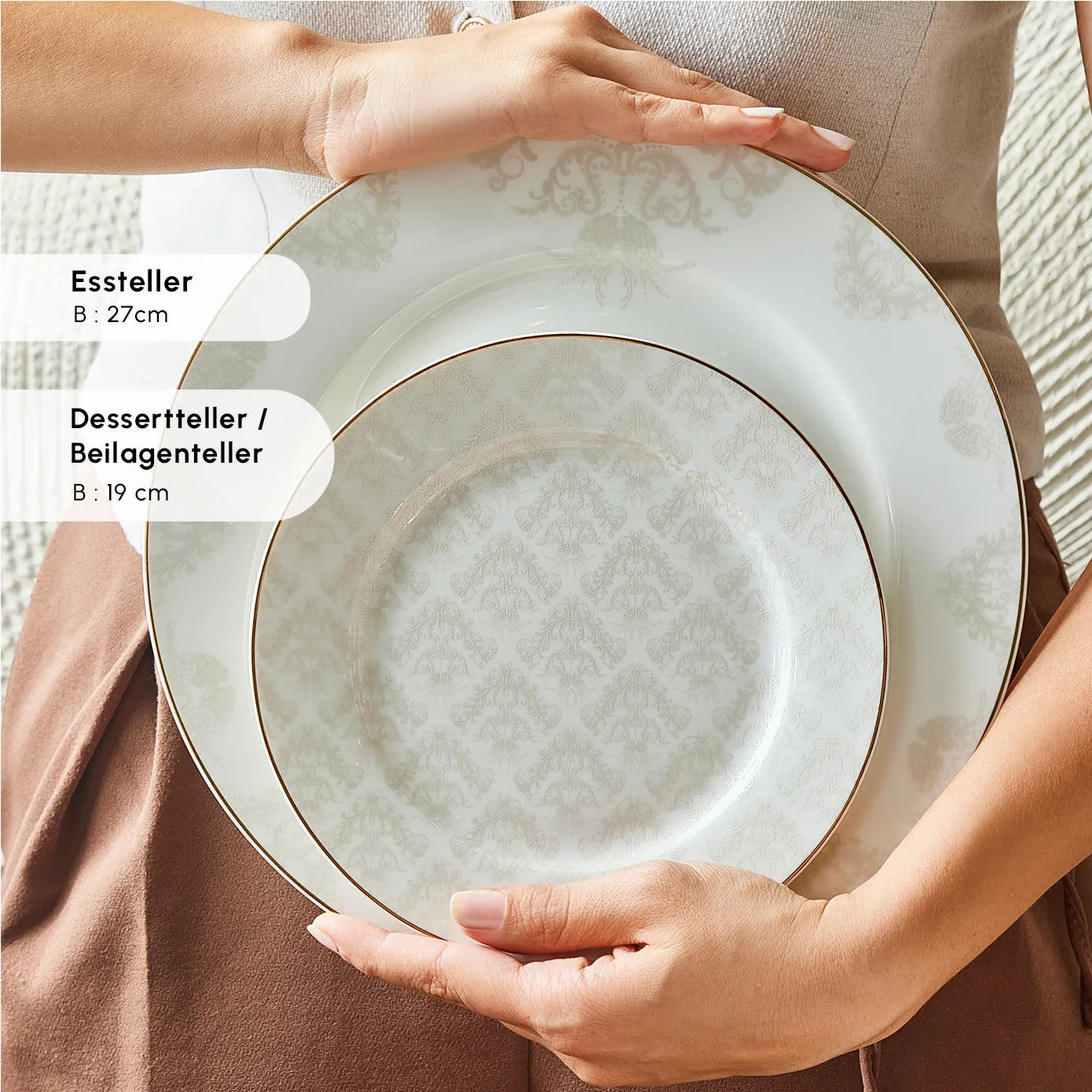 Karaca Elegance Bone Siena 53-Teiliges 12-Personen Geschirrsett Gold