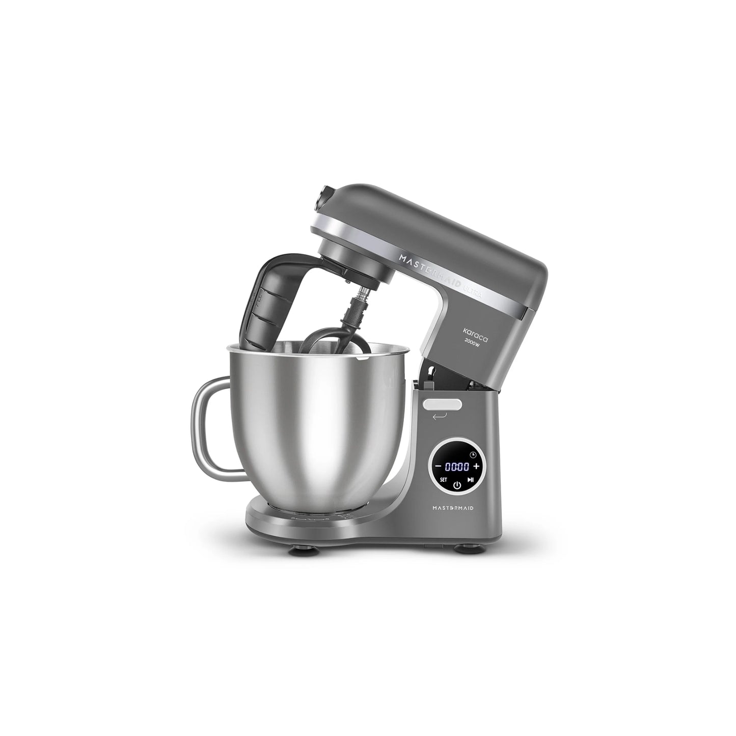 Karaca Mastermaid Chef Ultra D2000W Küchenmaschine mit Digitaldisplay Galaxy Grey 7L
