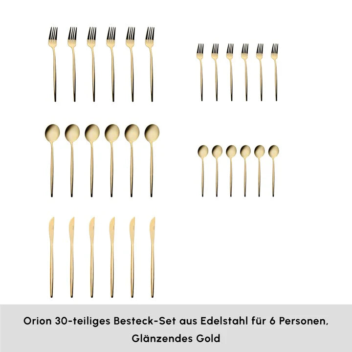 Karaca Orion Shiny Gold 6-Personen 30-teiliges Besteckset