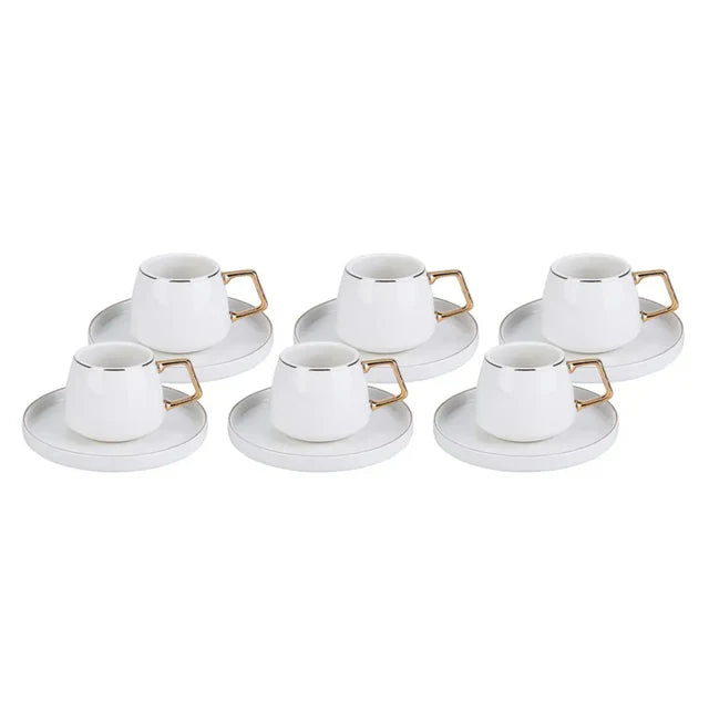 Karaca Streamline Saturn Mokkatassen für 6 Personen, Gold