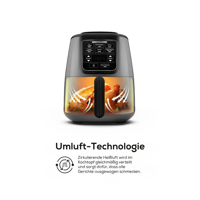 Karaca Air Cook XL 2 in 1 Airfryer Space Grau Schwarz, 4L, 1550W