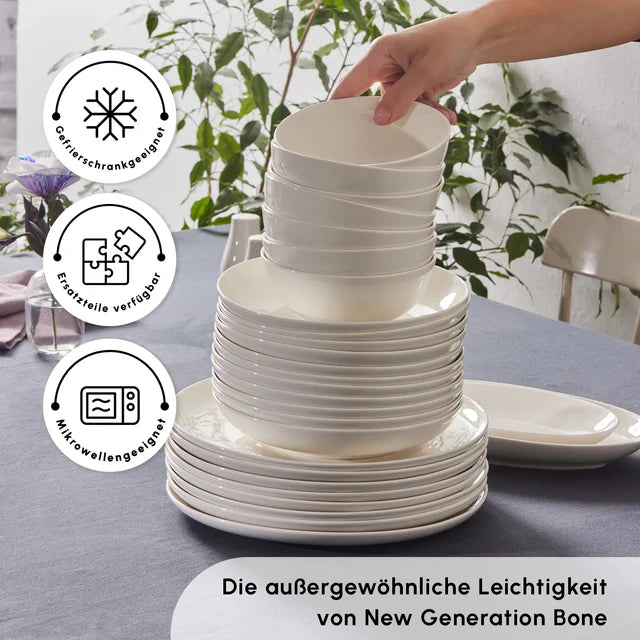 Karaca Forever Bone Allure Geschirrset für 12 Personen, 41-tlg