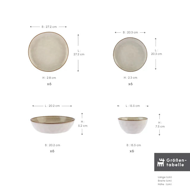 Karaca Aria Beige Reactive Geschirr Set für 6 Personen, 24 teilig