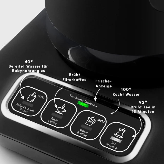 Karaca Caysever Robotea Pro 4 in 1 sprechender Teekocher, Wasserkocher und Filterkaffeemaschine, 2500W , Chrome
