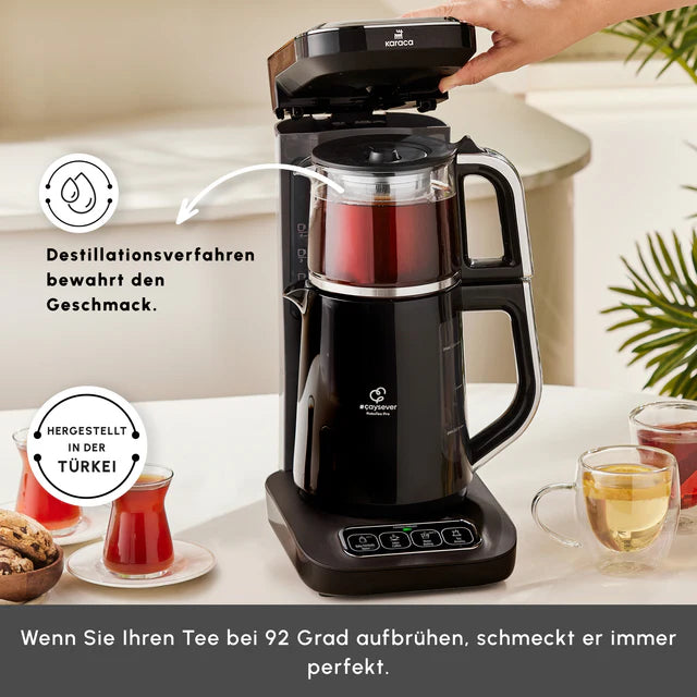 Karaca Caysever Robotea Pro 4 in 1 sprechender Teekocher, Wasserkocher und Filterkaffeemaschine, 2500W , Chrome