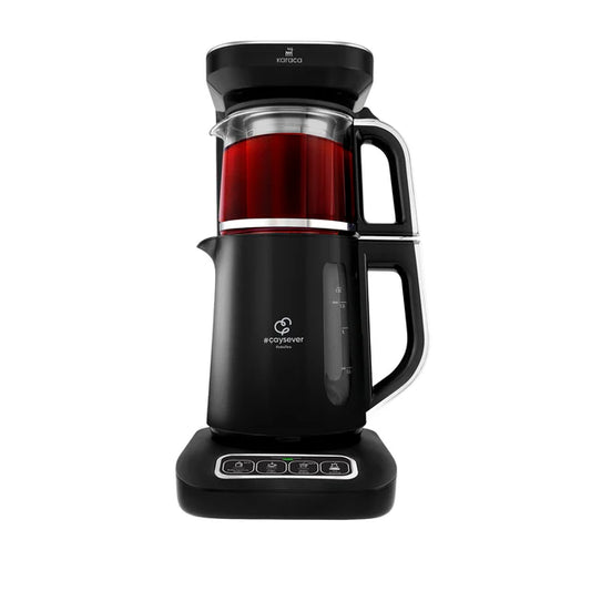 Karaca Caysever Robotea Pro 4 in 1 sprechender Teekocher, Wasserkocher und Filterkaffeemaschine, 2500W , Chrome