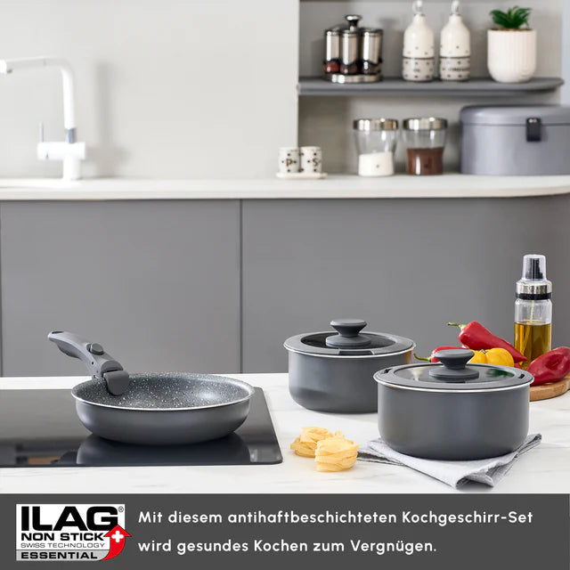 Karaca Comfort 6-teiliges Kochgeschirr-Set mit abnehmbaren Griffen