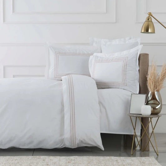 Karaca Home White Collection Freya Perkal-Bettwäsche-Set (Doppelbett)
