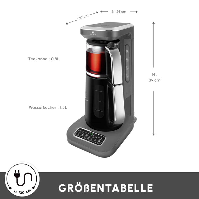 Karaca Caysever Robotea Pro 4 in 1 sprechender Teekocher, Wasserkocher und Filterkaffeemaschine, 2500W , Space Grau