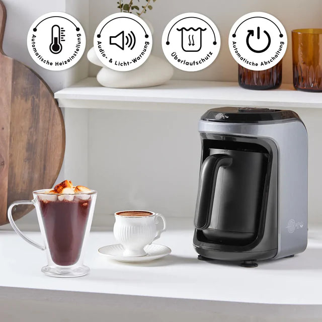 Karaca Hatir Hüps Mokkamaschine mit Milchfunktion Anthrazit, 535W