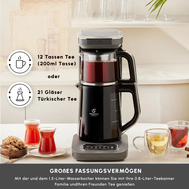 Karaca Caysever Robotea Pro 4 in 1 sprechender Teekocher, Wasserkocher und Filterkaffeemaschine, 2500W , Space Grau